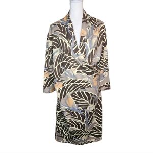 J McLaughlin Leaf Print Catalina Cloth Crossover Neck Dress Size XL